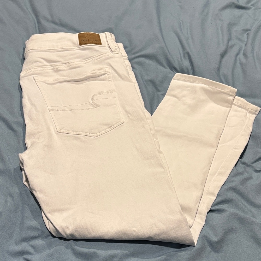 American Eagle Outfitters Women's Cream Skinny Jeans-Short Length